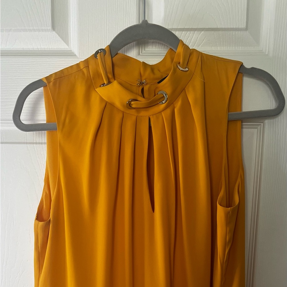 White House Black Market Sleeveless Golden Yellow Blouse Size Large